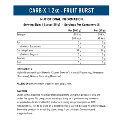 Applied Nutrition Carb X -Fit Life Shop Applied Nutrition Carb X Nutritional Information