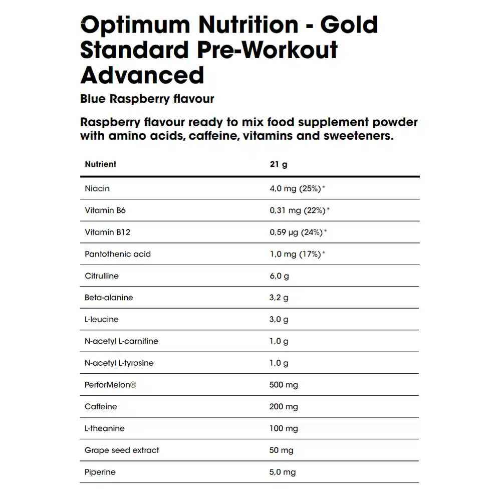 Gold Standard Pre-Workout Advanced – Optimum Nutrition 7 Gold Standard Pre-Workout Advanced – Optimum Nutrition - Image 5