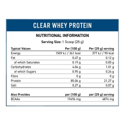 Applied Nutrition Clear Whey Protein -Fit Life Shop applied nutrition clear whey protein nutritional panel